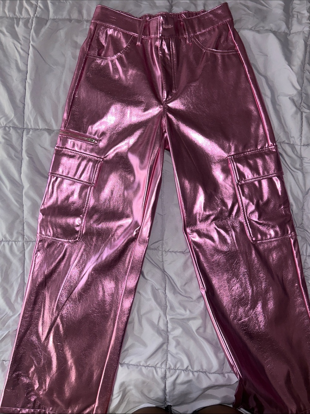 Metallic Pink Cargo Pants